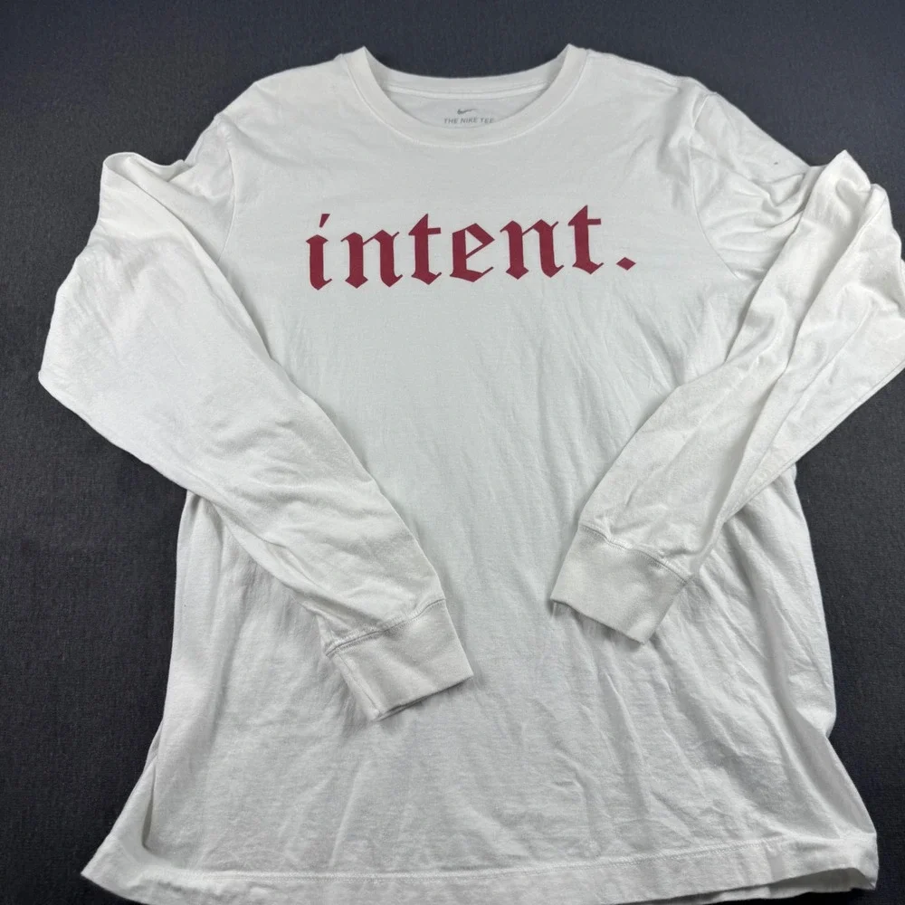 OU Nike Mens Intent Championship Mindset Long Sleeve Graphic Tee White Red MED